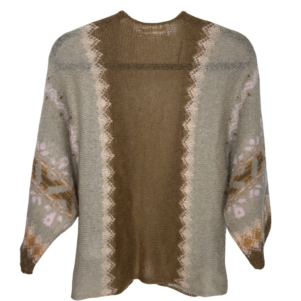 Anthropologie Wool Blend Open‎ Front Cardigan Sweater Tan Brown Pink XS S Boho - Picture 8 of 12